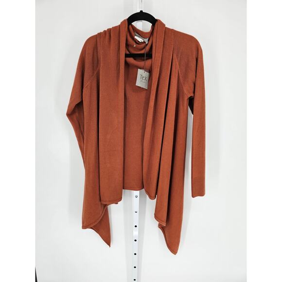 NWT Tex By Max Azria Women's Brown Long Sleeve Open Front Cardigan Size L - Picture 1 of 5